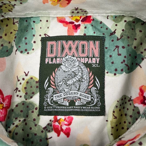 Dixxon Flannel Co Desert Rose Shirt Mens XL Cream Cactus Print Short Sleeve - Picture 5 of 9